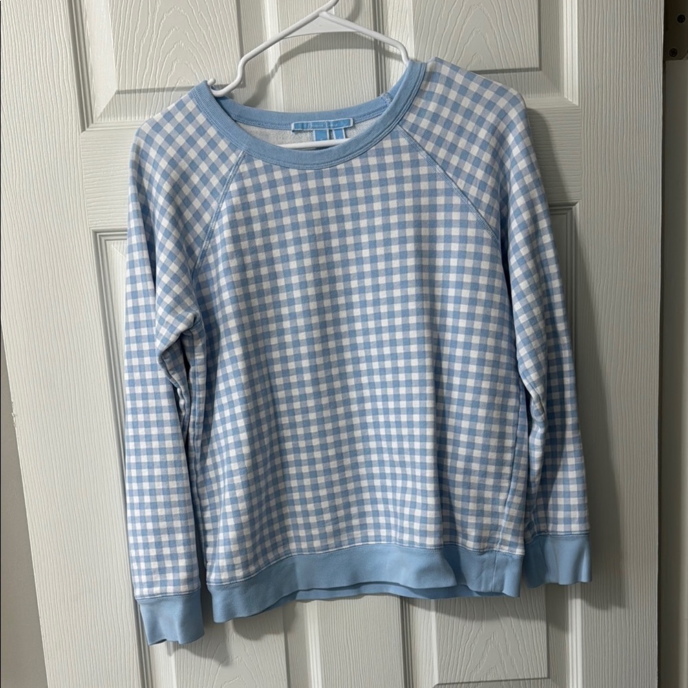 Draper James Blue and White Crewneck Sweater